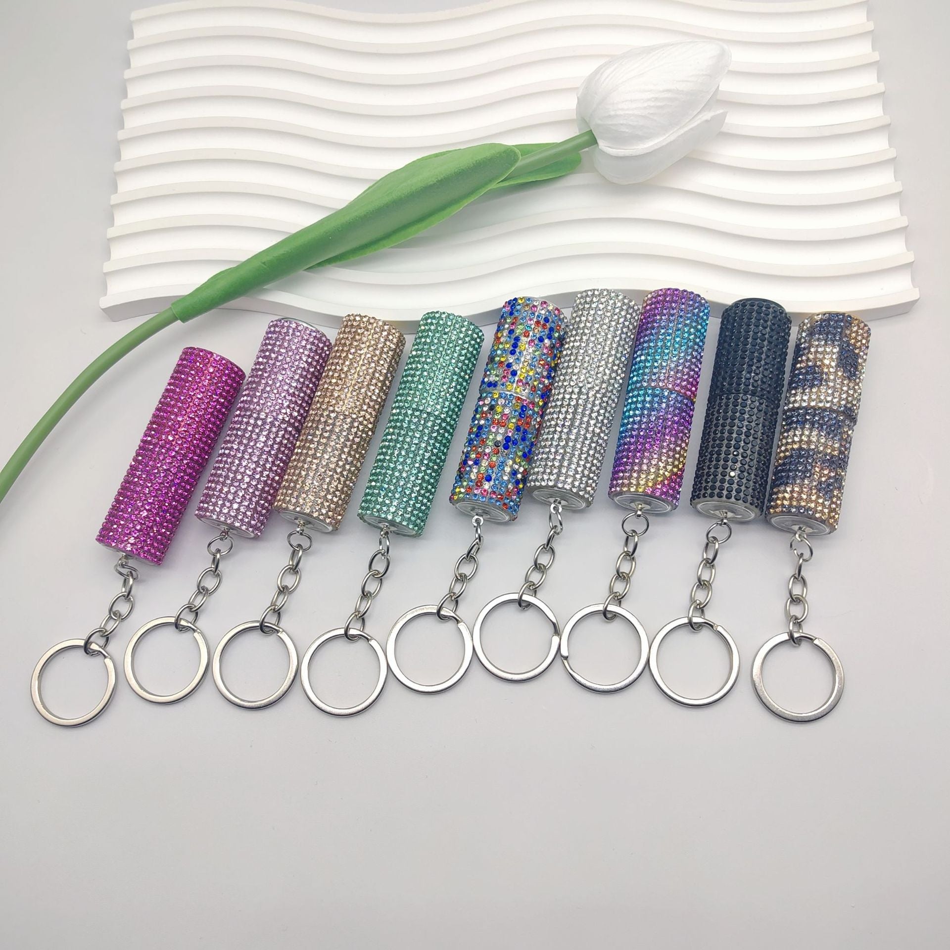 Wholesale Fashion Mini 5ml Diamond Split Perfum Bottle Keychain
